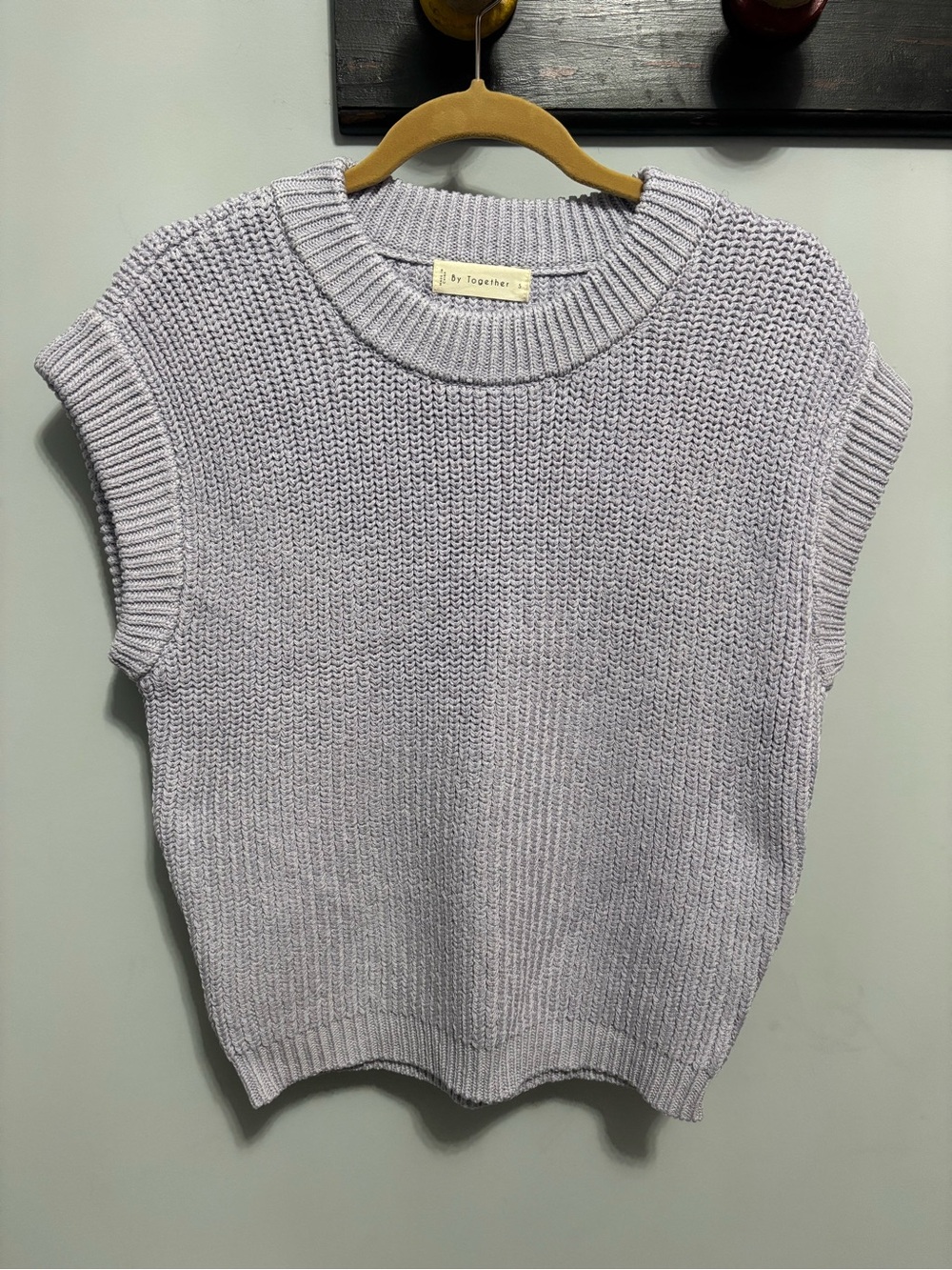 By Together Pale Lavender Knit Sleeveless Sweater Top Size Small